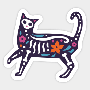 Colorful Day of the Dead Cat | Dia de los Muertos Gato Sticker